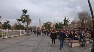 İstanbul, Türkiye - Aralık 2018: Ayasofya Müzesi, Sultanahmet kare hyperlapse
