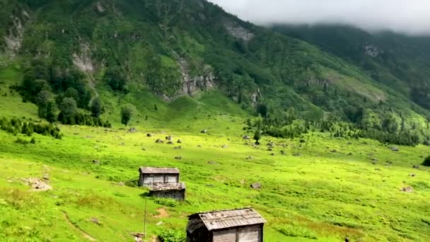Artvin Turcja Lipca 2018 Gorgit Highland Stare Domy Zielona Dolina — Wideo stockowe