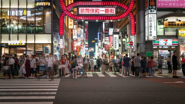 Tokyo Japon Août 2018 Photo Longue Exposition Personnes Kabukicho Dans — Photo