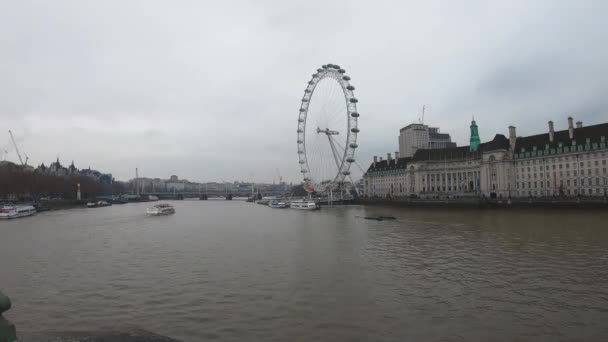 Londen Verenigd Koninkrijk Januari 2019 Timelapse Video Van Boten Thames — Stockvideo
