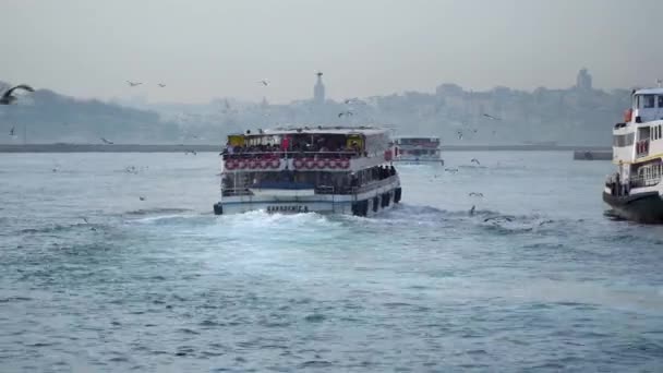 Istanbul Turquía Marzo 2019 Transporte Pasajeros Ferry Estambul Bósforo Símbolo — Vídeo de stock