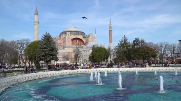Κωνσταντινούπολη Τουρκία 2019 Μαρτίου Αγία Σοφία Ayasofya Στο Πάρκο Σουλταναχμέτ — Αρχείο Βίντεο