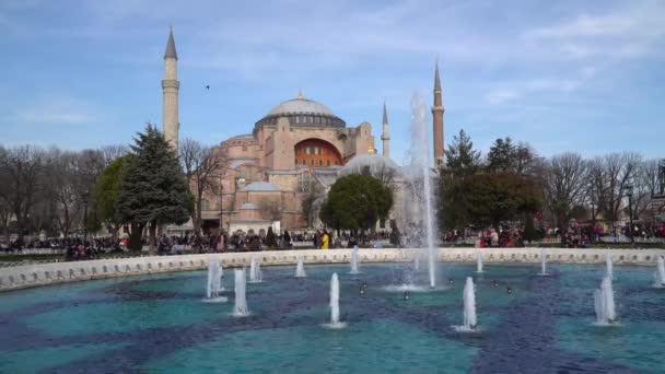 土耳其伊斯坦布尔 2019年3月 土耳其伊斯坦布尔 Sultanahmet 广场公园的 Hagia Sophia Ayasofya — 图库视频影像