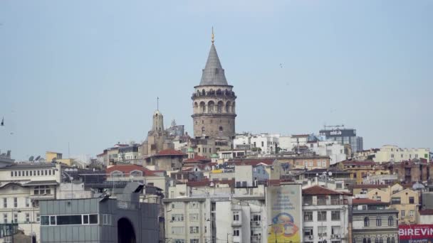 Istanbul Turquia Março 2019 Galata Tower Edifícios Circundantes — Vídeo de Stock