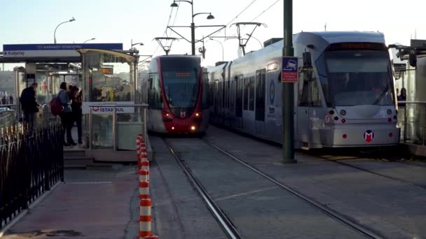 Istanbul Turkije December 2018 Istanbul Licht Trein Metro Karakoy District — Stockvideo