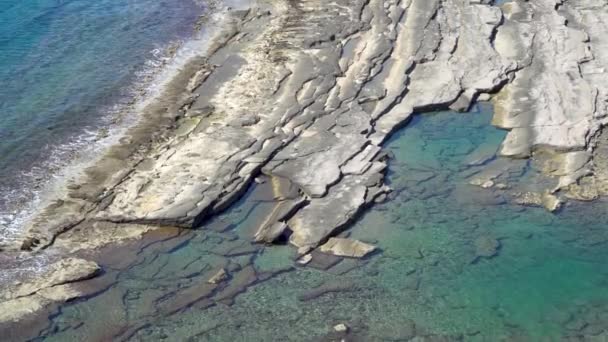 Antalya Türkiye Mart 2019 Akdeniz Koru Sahilindeki Doğal Kaya Oluşumları — Stok video
