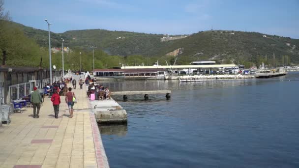 Pulau Marmara Turki April 2019 Pantai Pulau Marmara Dengan Perahu — Stok Video