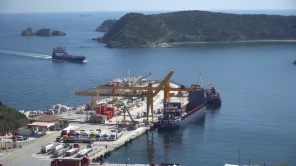 Pulau Marmara Turki April 2019 Kapal Feri Penuh Dengan Truk — Stok Video