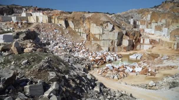 Pedreira Mármore Com Pedras Blocos Mármore Ilha Mármara Balikesir Turquia — Vídeo de Stock