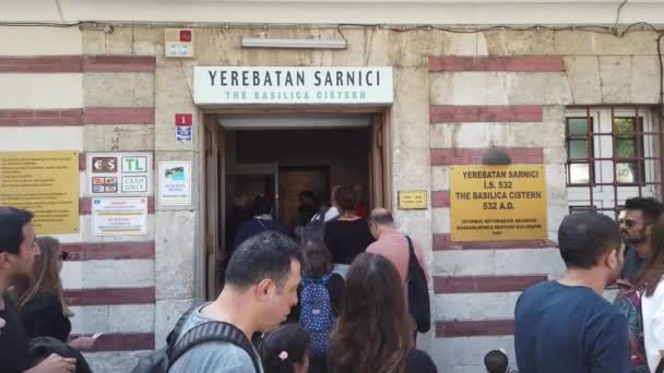 Istanbul Turkiet Oktober 2019 Entré Till Basilica Cistern Med Folk — Stockvideo