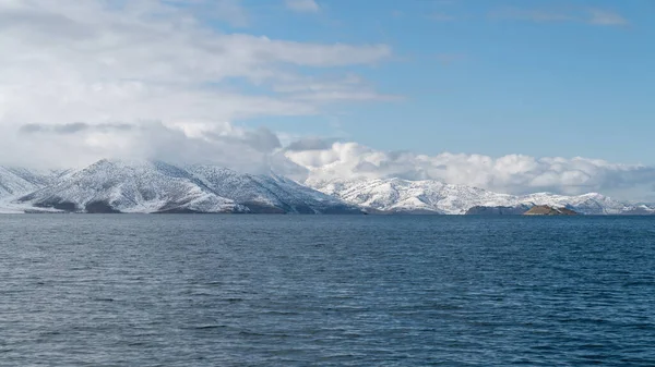 Van Turkije Februari 2020 Van Meer Met Sneeuw Winterlandschap — Stockfoto