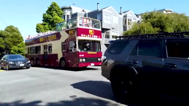 サンフランシスコ カリフォルニア州 アメリカ 2019年8月 ホップオンホップオフサンフランシスコ市内観光バス観光客との交通 — ストック動画