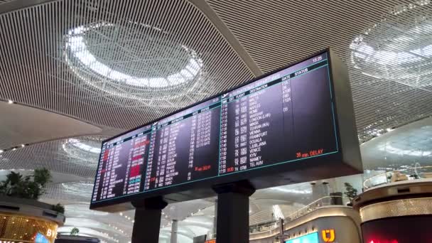 Istanbul Turkiet Juli 2019 Tidtabell För Flyginformation Nya Istanbuls Flygplats — Stockvideo