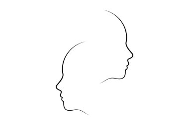 Kadın çizimlerinden biri minimalist sanata bakıyor. Basit bir kadın portresi. Devamlı çizgi çizimi.