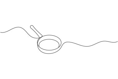Kızartma tavası minimalist pişirme aletleri resimlemesinin kesintisiz çizimi