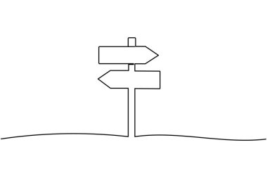 Seyahat ve seyrüsefer yönlerini gösteren okları olan bir çizgi çizimi