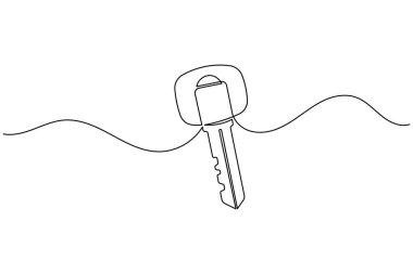 Güvenlik ve erişim konsepti için etiket simgesi olan sürekli satır sanatı