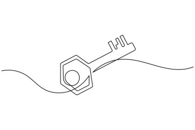 Güvenlik ve erişim konsepti için etiket simgesi olan sürekli satır sanatı