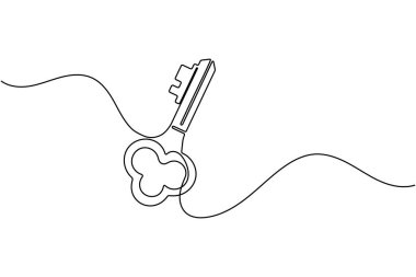 Güvenlik ve erişim konsepti için etiket simgesi olan sürekli satır sanatı