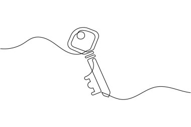 Güvenlik ve erişim konsepti için etiket simgesi olan sürekli satır sanatı