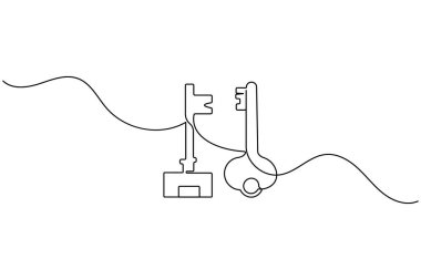 Güvenlik ve erişim konsepti için etiket simgesi olan sürekli satır sanatı