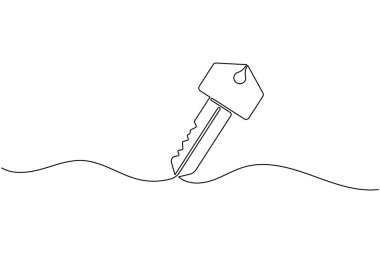 Güvenlik ve erişim konsepti için etiket simgesi olan sürekli satır sanatı