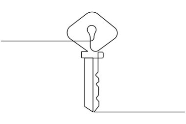 Güvenlik ve erişim konsepti için etiket simgesi olan sürekli satır sanatı