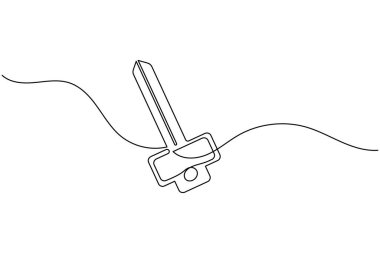 Güvenlik ve erişim konsepti için etiket simgesi olan sürekli satır sanatı