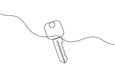 Güvenlik ve erişim konsepti için etiket simgesi olan sürekli satır sanatı