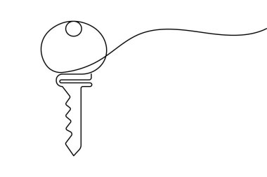 Güvenlik ve erişim konsepti için etiket simgesi olan sürekli satır sanatı