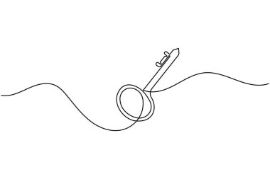 Güvenlik ve erişim konsepti için etiket simgesi olan sürekli satır sanatı