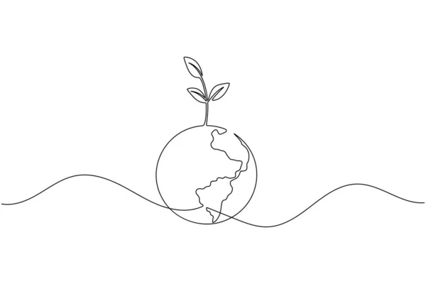 Bitkilerin filizlendiği bir çizgi çevre dostu büyümeyi simgeliyor.