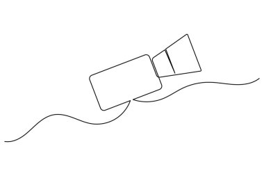 Video kamera, film, medya ve video üretim kavramları için sürekli bir çizgi çiziyor.