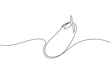 Patlıcan minimalist tarzda sürekli bir sebze çizimi. Yemek, organik ve sağlıklı yaşam tarzı için mükemmel.
