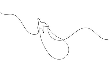 Patlıcan minimalist tarzda sürekli bir sebze çizimi. Yemek, organik ve sağlıklı yaşam tarzı için mükemmel.