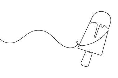 Dondurma çubuğu bir çizgi minimalist stil çiziyor dış hat vektör simgesini izole et