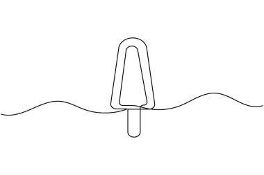 Dondurma çubuğu bir çizgi minimalist stil çiziyor dış hat vektör simgesini izole et