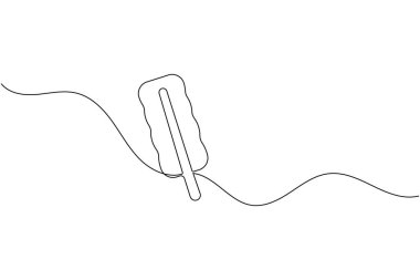 Dondurma çubuğu bir çizgi minimalist stil çiziyor dış hat vektör simgesini izole et