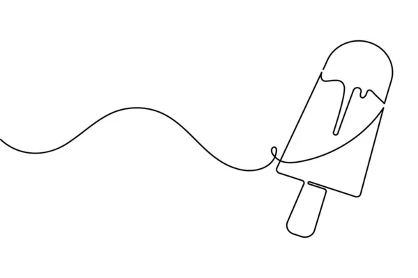 Dondurma çubuğu bir çizgi minimalist stil çiziyor dış hat vektör simgesini izole et