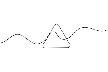 Tehlike uyarı işareti ünlem üçgeni bir çizgi çizimi ve minimalist stil ana hatlı vektör illüstrasyonunu ayır