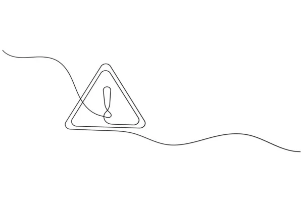 Tehlike uyarı işareti ünlem üçgeni bir çizgi çizimi ve minimalist stil ana hatlı vektör illüstrasyonunu ayır