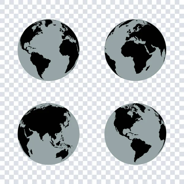 Set Earth Globes Transparent Background — Stock Vector