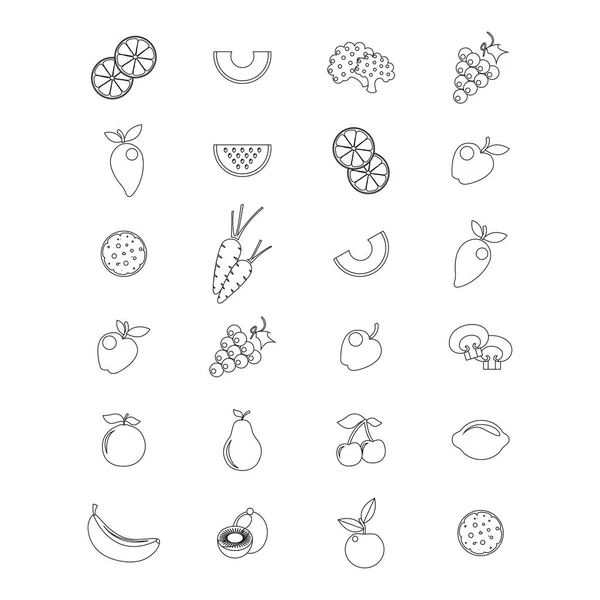 Vector Fruits Icons Vector Vegetables Icons — Stock Vector