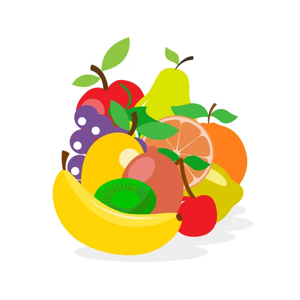 Fresh Juicy Fruit Berries Flat Style — Stock Vector