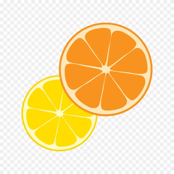 Laranja Com Ícones Vetor Limão Fundo Transparente —  Vetores de Stock