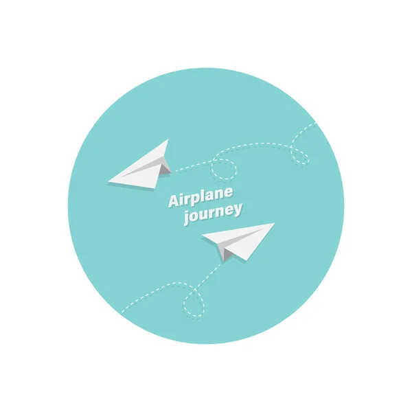 言葉飛行機旅で円の紙飛行機 — ストックベクタ