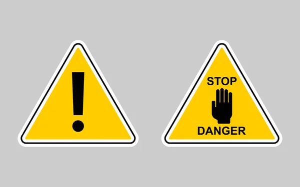 Figyelmeztetés Vector Icon Set Figyelmeztetés Sárga Jel — Stock Vector