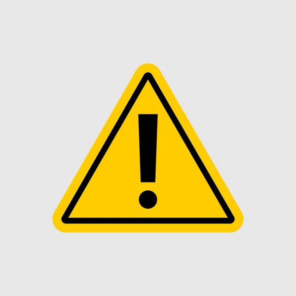Advertencia Icono Vector Señal Amarilla Advertencia Sobre Fondo Gris — Vector de stock