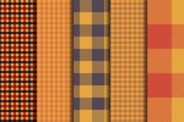 5 seçeneği tartan Dikişsiz desen arka kümesi. Sonbahar renk paneli ekose.