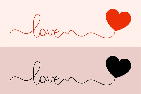 Logo Liebe Wort Liebe Mit Herz Zwei Möglichkeiten Rot Und — Stockvektor